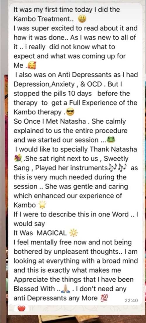 Kambo review from a participant